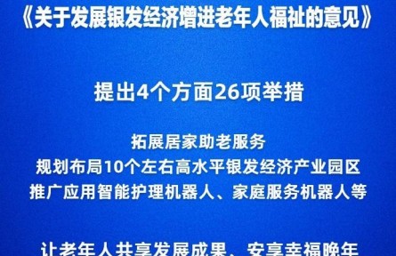 國(guó)務(wù)院辦公廳印發(fā)《關(guān)于發(fā)展銀發(fā)經(jīng)濟(jì)增進(jìn)老年人福祉的意見(jiàn)》